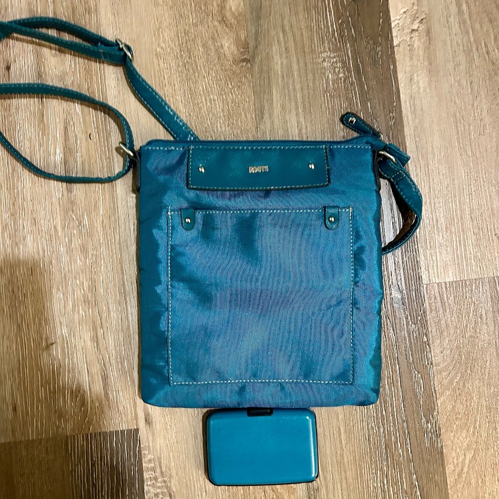 Roots Teal Nylon Crossbody Bag